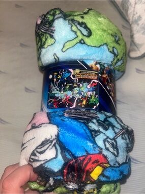 DC Comics Multicolor Plush Throw Blanket - Green, Blue, Red, Black, Yellow